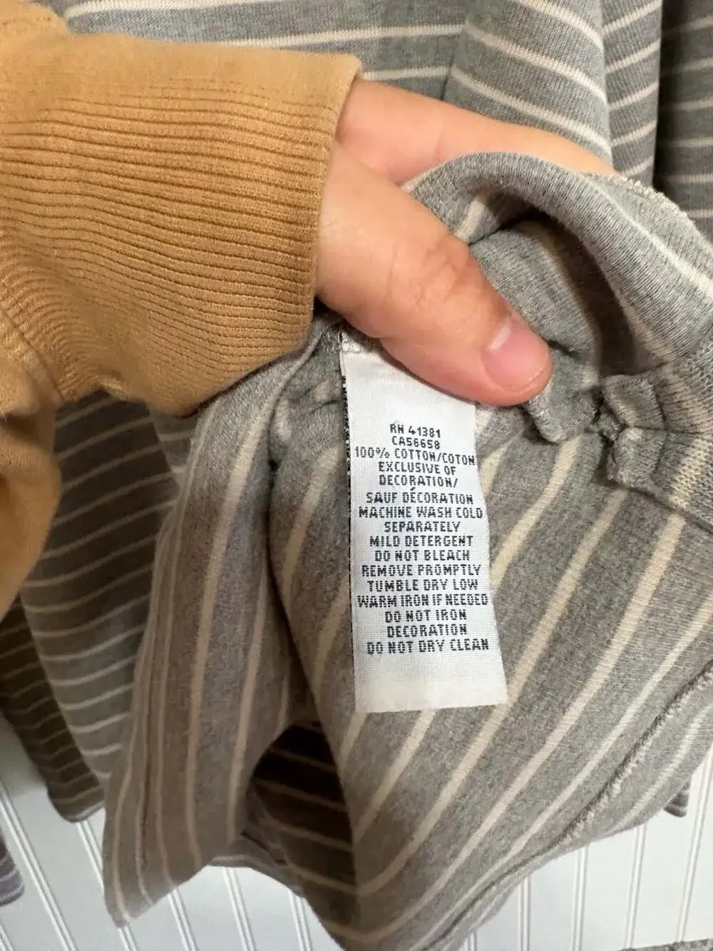 Polo Ralph Lauren Grey and White Striped Quarter-Zip Pullover Sweater